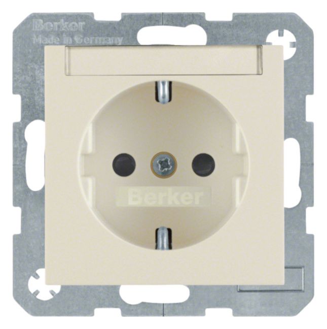 Berker 41498982 Steckdose SCHUKO m.B-feld+erh.BS S.1 weiß glänzend