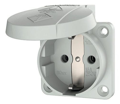 Mennekes 11030 Anbaudose SCHUKO grau 16A 2p+PE 230V IP54 m.Klappd. Einf.unten