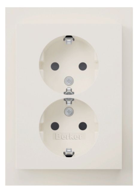 Berker 47597009 Doppelsteckdose SCHUKO Abdeckpl.erh.BS Berker K.1 pws glänzend
