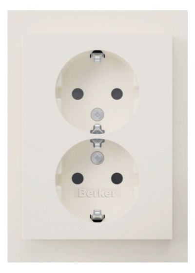 Berker 47597009 Doppelsteckdose SCHUKO Abdeckpl.erh.BS Berker K.1 pws glänzend