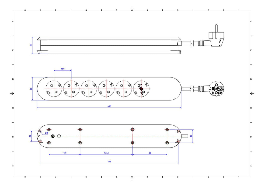 Bachmann 387.272 Tischsteckdose 3xSchuko weiß Strom 5m Schuko