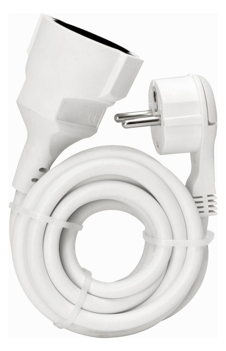 Kopp 143602080 verl Schuko Winkelstecker extra fl (8mm) u.Schuko Kuppl.m.3m ltg