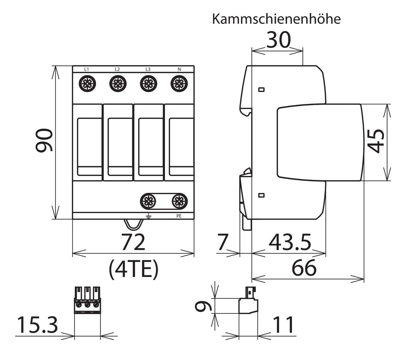 Dehn 952409 DGMTNS385FM Überspannungs- ableiter Typ2 DEHNguard M 4-pol f.TN-S