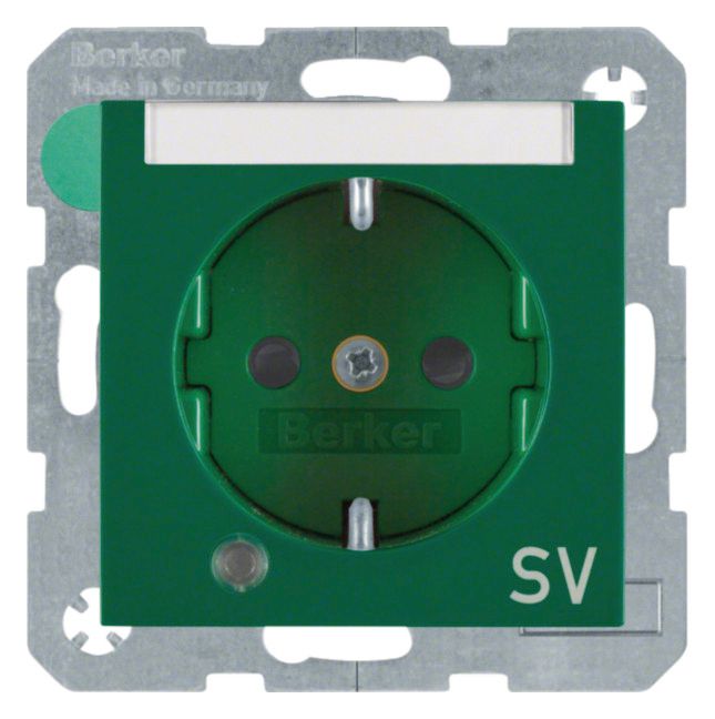 Berker 41108913 Steckdose SCHUKO+LED Kontroll B-feld+erh.BS S.1 grün glänz.