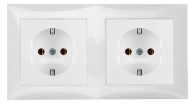 Berker 47208989 Steckdosen-Kombi SCHUKO 2fach m.Rahmen S.1 polarweiß glänzend