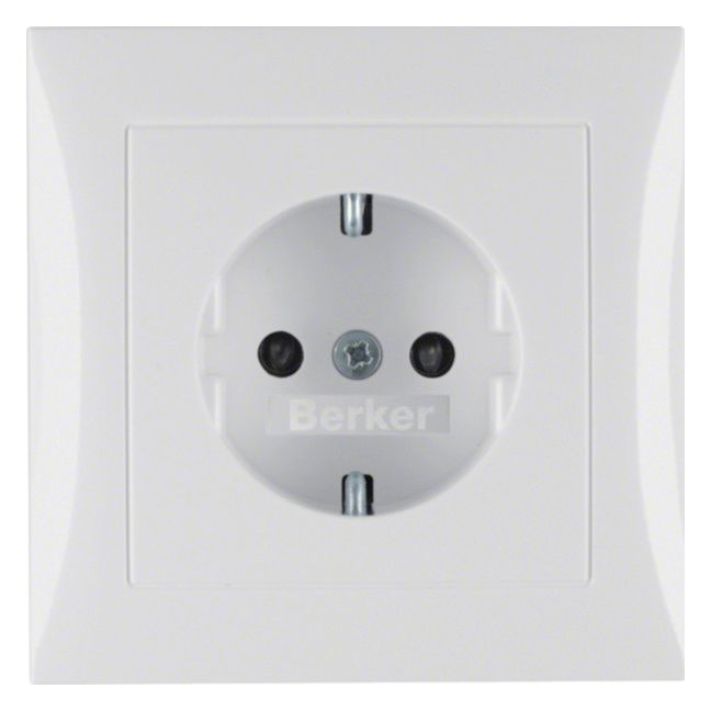 Berker 47228989 Steckdose SCHUKO m.Abdeckpl. u.erh.BS S.1 polarweiß glänz