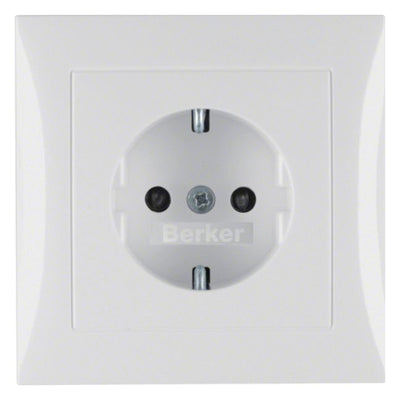 Berker 47228989 Steckdose SCHUKO m.Abdeckpl. u.erh.BS S.1 polarweiß glänz