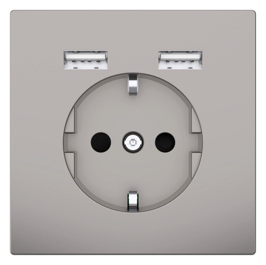 Mert MEG 2366-6050 Schuko-Steckdose m.USB Ladegerät Nickelmetallic