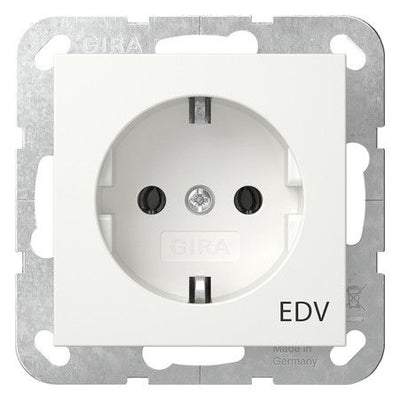 GIRA 445827 SCHUKO-Steckdose Aufdruck EDV System 55 Reinweiß seidenmatt