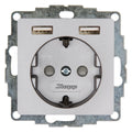 Kopp 296247006 HK07 UP Schuko Steckdose m.2 USB Ladebuchsen stahl