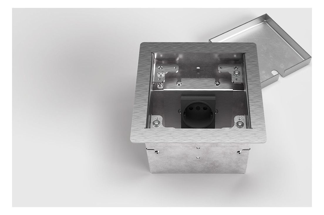 Bodensteckdose 8501B 1x Schuko, belegbar 8501B-1-0
