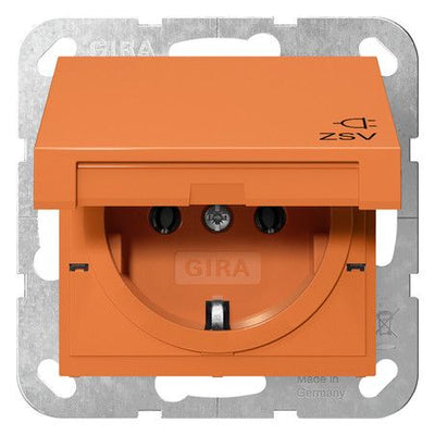 GIRA 4454109 SCHUKO-Steckdose Klappdeckel ZSV System 55 Orange gl.