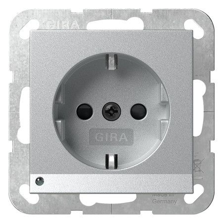 GIRA 417026 SCHUKO-Steckdose LED-Leu.+ Shutter System 55 Farbe Alu