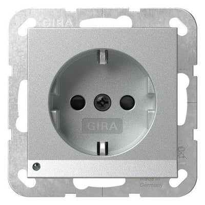 GIRA 417026 SCHUKO-Steckdose LED-Leu.+ Shutter System 55 Farbe Alu
