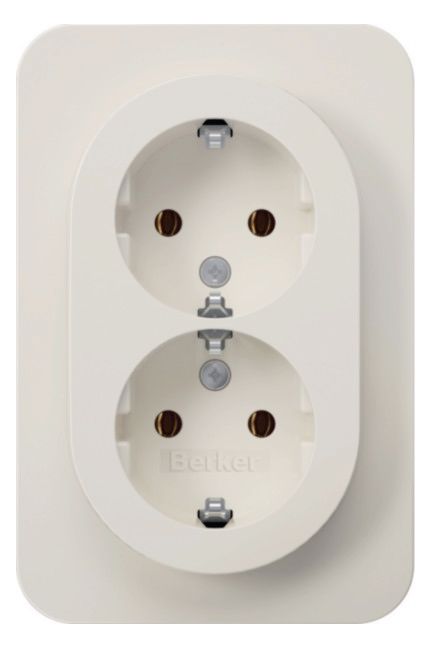Berker 47742089 Doppelsteckdose SCHUKO m Abdeckplatte Berker R.1 pws glänzend