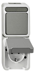 Mert MEG 3497-8029 Kombination SCHUKO Steckdose BRS/Taster lichtgrau AQUASTAR
