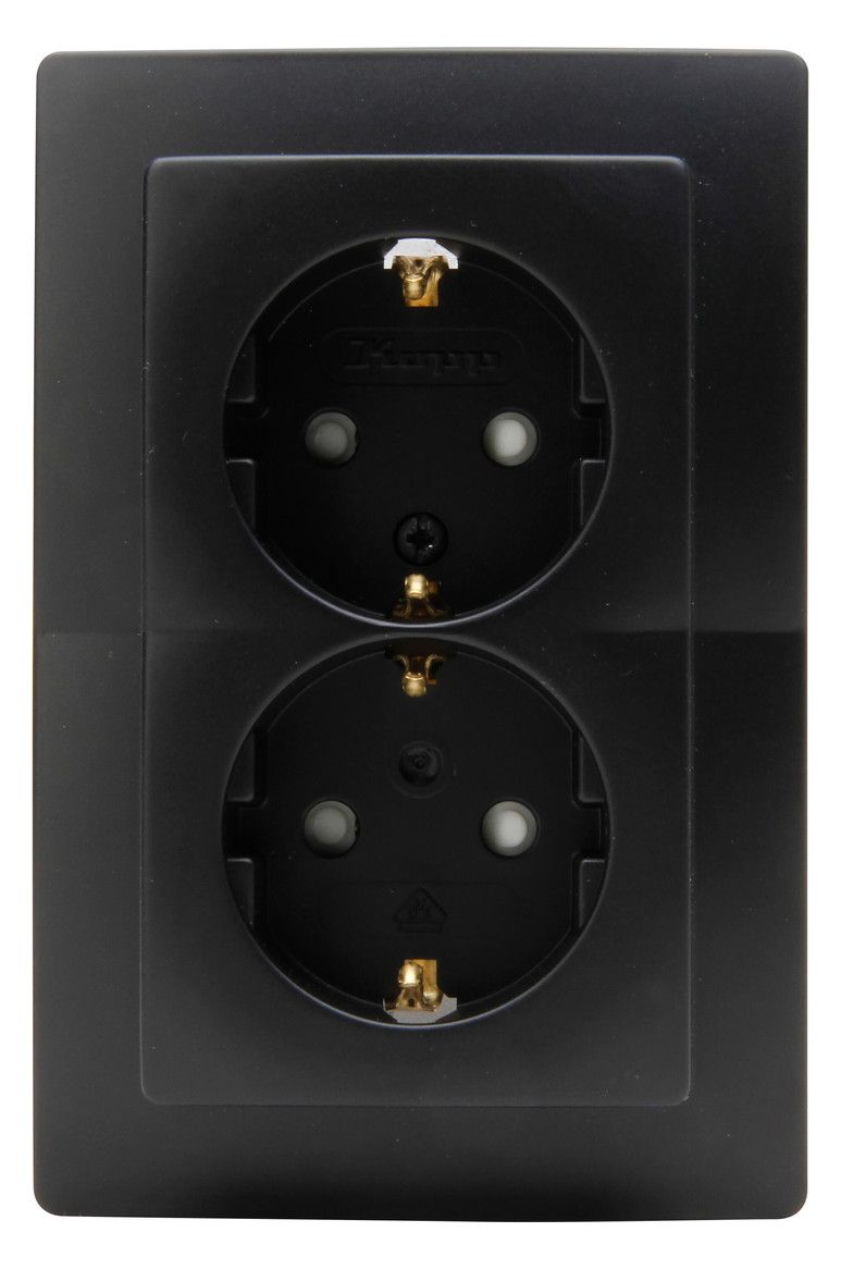 Kopp 920950089 PARIS Schuko Steckdose 2f m.erhöhtem Ber.schutz schwarz matt