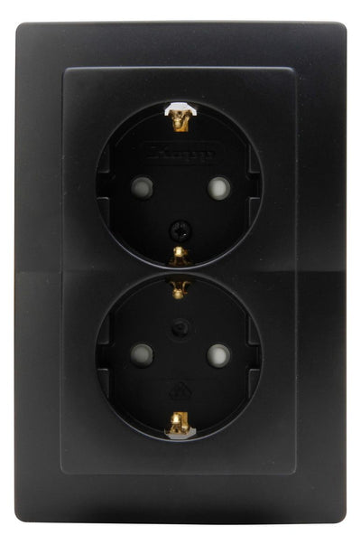 Kopp 920950089 PARIS Schuko Steckdose 2f m.erhöhtem Ber.schutz schwarz matt