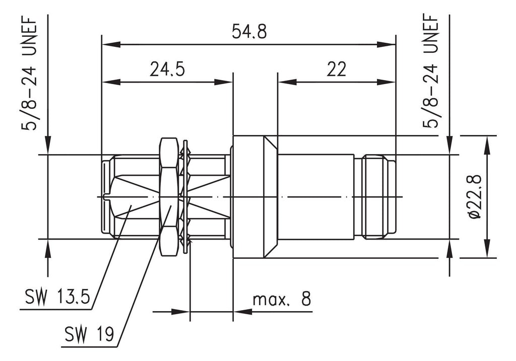 TEGA 100024250 N-Überspannungsableiter 50Ohm (F-F) Einbau 6GHz