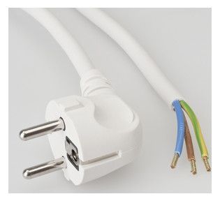 Anschlussleitung Schukostecker, 150 cm, 3 x 0,75 mm², weiß LEDKAB41
