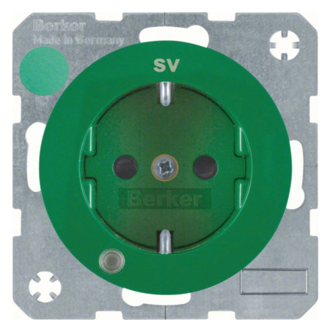 Berker 41102003 Steckdose SCHUKO+LED Kontroll u.erh.BS R.1/R.3 grün gl.
