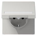 Jung LS1520BFNAKLLG SCHUKO Steckdose m.Klappdeckel u.Schriftfeld lichtgrau