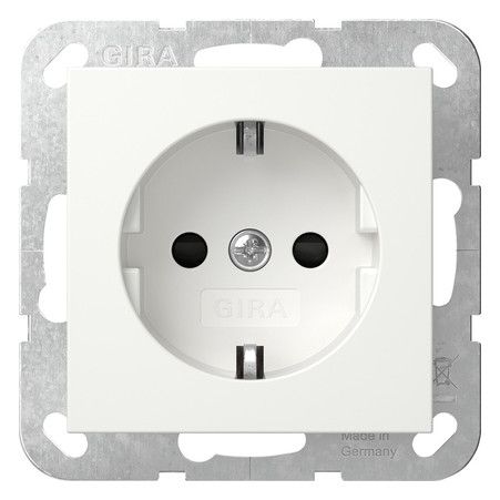 GIRA 475527 SCHUKO-Steckdose m.Shutter o.Krallen System 55 Reinweiß seidenmatt
