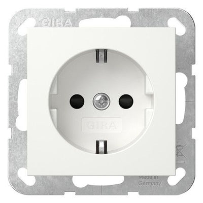 GIRA 475527 SCHUKO-Steckdose m.Shutter o.Krallen System 55 Reinweiß seidenmatt