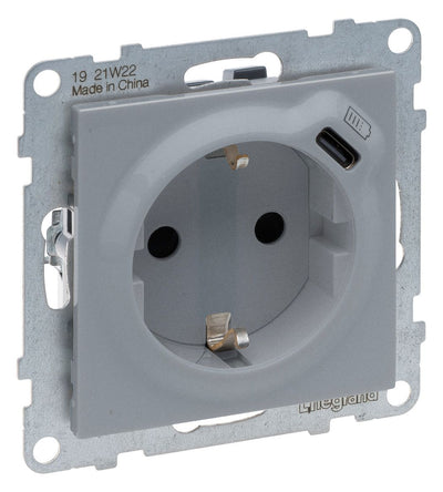 Legrand 765226 SEANO Schuko-Steckdose +USB-C m.Steckklemmen Aluminium lackiert