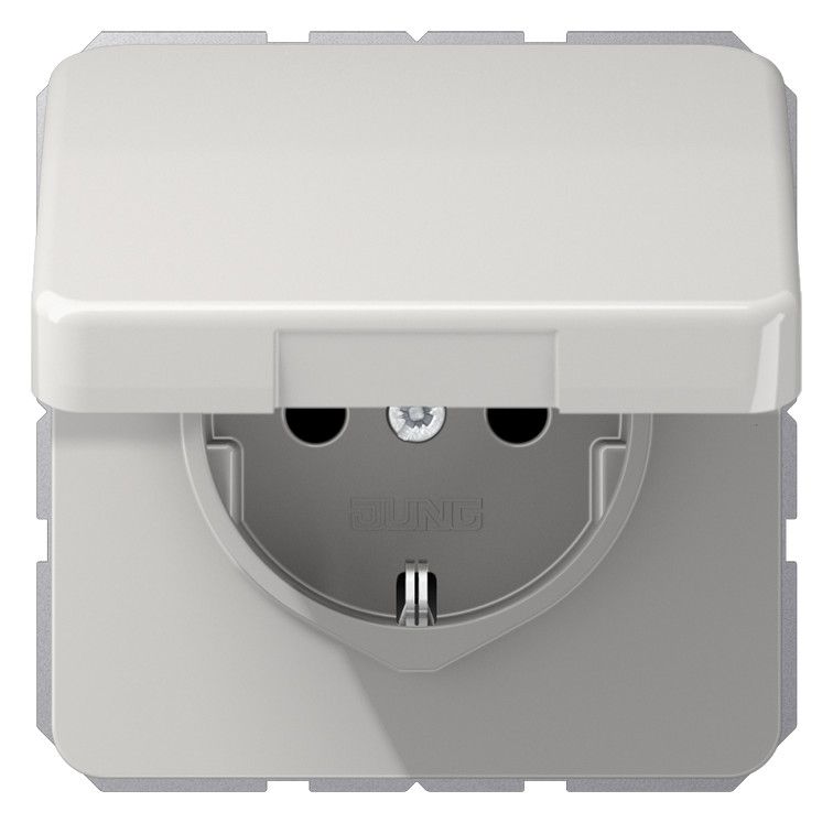 Jung CD1520BFKIKLLG SCHUKO Steckdose Klappd. erh.Ber.schutz bruchs. lichtgr