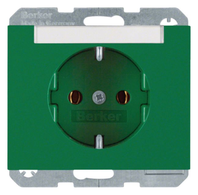Berker 47397013 Steckdose SCHUKO m.B-feld K.1/K.5 grün glänzend