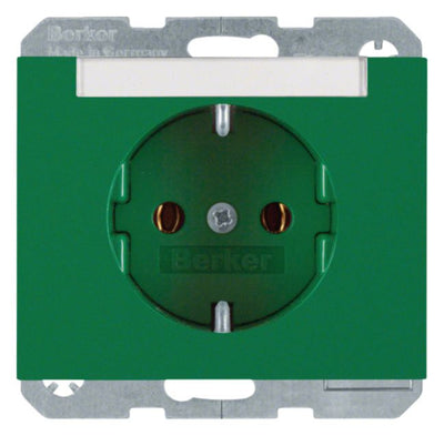 Berker 47397013 Steckdose SCHUKO m.B-feld K.1/K.5 grün glänzend