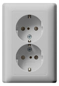 GIRA 0783015 SCHUKO-Doppelsteckdose SH+ Vollplatte System 55 Grau matt (lack.)