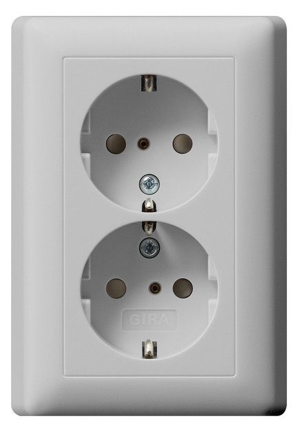 GIRA 0783015 SCHUKO-Doppelsteckdose SH+ Vollplatte System 55 Grau matt (lack.)