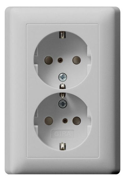 GIRA 0783015 SCHUKO-Doppelsteckdose SH+ Vollplatte System 55 Grau matt (lack.)