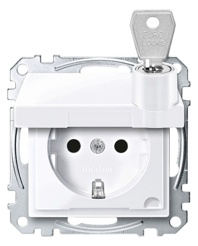 Mert MEG 2315-0325 SCHUKO-Steckdose BRS Klappd. abschl. versch. aktivweiß gl.S.M
