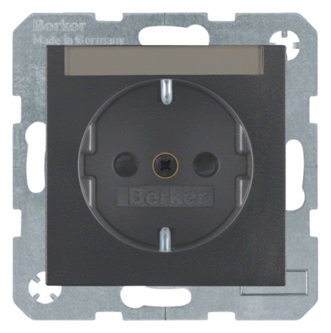 Berker 47491606 Steckdose SCHUKO m.B-feld+erh.BS B.3/B.7 anthrazit matt