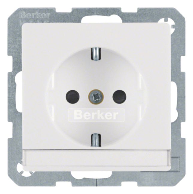 Berker 47496089 Steckdose SCHUKO m.B-feld+erh.BS Q.1/Q.3 polarweiß samt