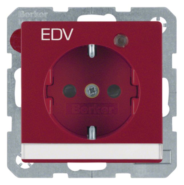 Berker 41106015 Steckdose SCHUKO+LED Kontroll B-feld+erh.BS Q.1/Q.3 rot samt