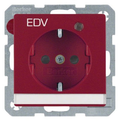 Berker 41106015 Steckdose SCHUKO+LED Kontroll B-feld+erh.BS Q.1/Q.3 rot samt