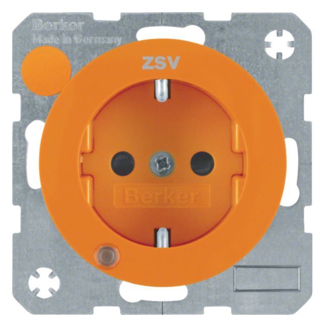Berker 41102007 Steckdose SCHUKO+LED Kontroll u.erh.BS R.1/R.3 orange glänz.