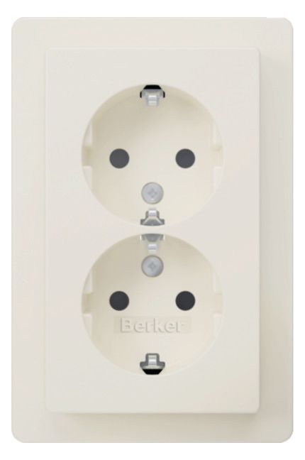 Berker 47596089 Doppelsteckdose SCHUKO Abdeckpl.erh.BS Berker Q.1 pws samt