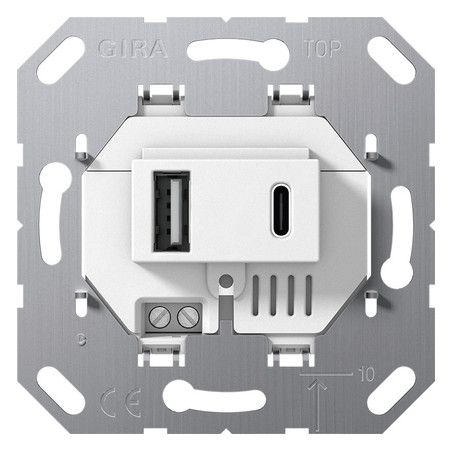 GIRA 234900 USB-Spannungsversorgung 2fach Typ A/C Einsatz Weiß
