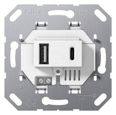 GIRA 234900 USB-Spannungsversorgung 2fach Typ A/C Einsatz Weiß