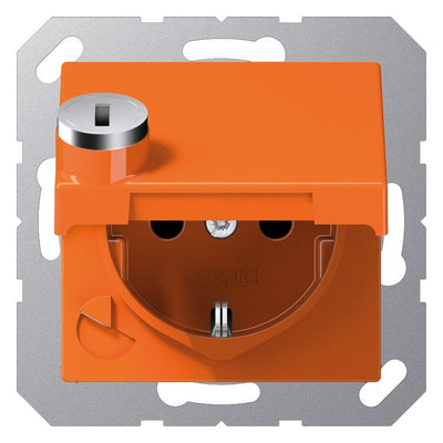 Jung A1520BFKLSLO SCHUKO Steckdose Klappdeckel Schloss Serie A/AS orange