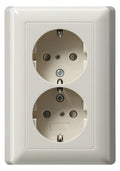 GIRA 078301 SCHUKO-Doppelsteckdose SH+ Vollplatte System 55 Cremeweiß glänzend