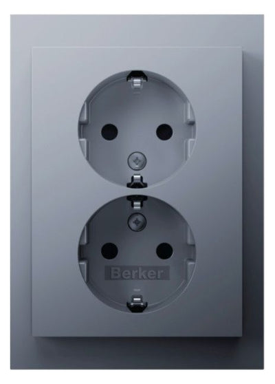 Berker 47597003 Doppelsteckdose SCHUKO Abdeckpl.erh.BS Berker K.5 alu matt