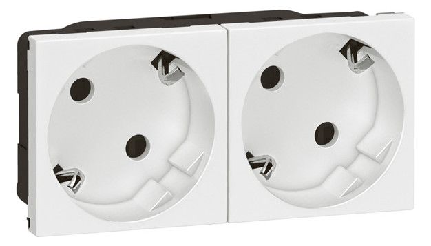 Legrand 278252L 2xSchuko Steckdose 45° erh.Berührungsschutz Mosaic ultraweiß