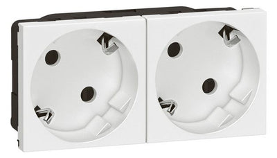 Legrand 278252L 2xSchuko Steckdose 45° erh.Berührungsschutz Mosaic ultraweiß