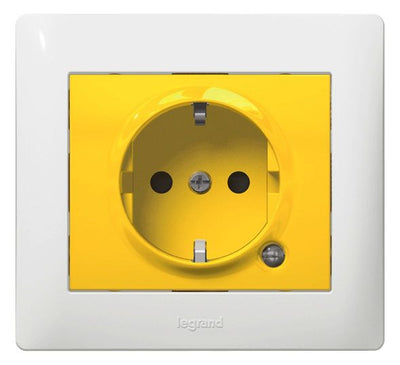 Legrand 771047 Schuko Steckdose m.erh. Ber.schutz beleuchtet Galea gelb